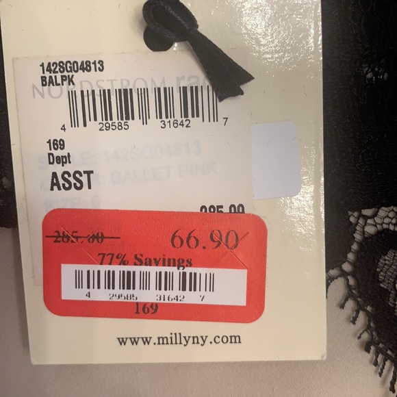 Milly silk ballet pink top with black lace detail - Picture 6 of 6